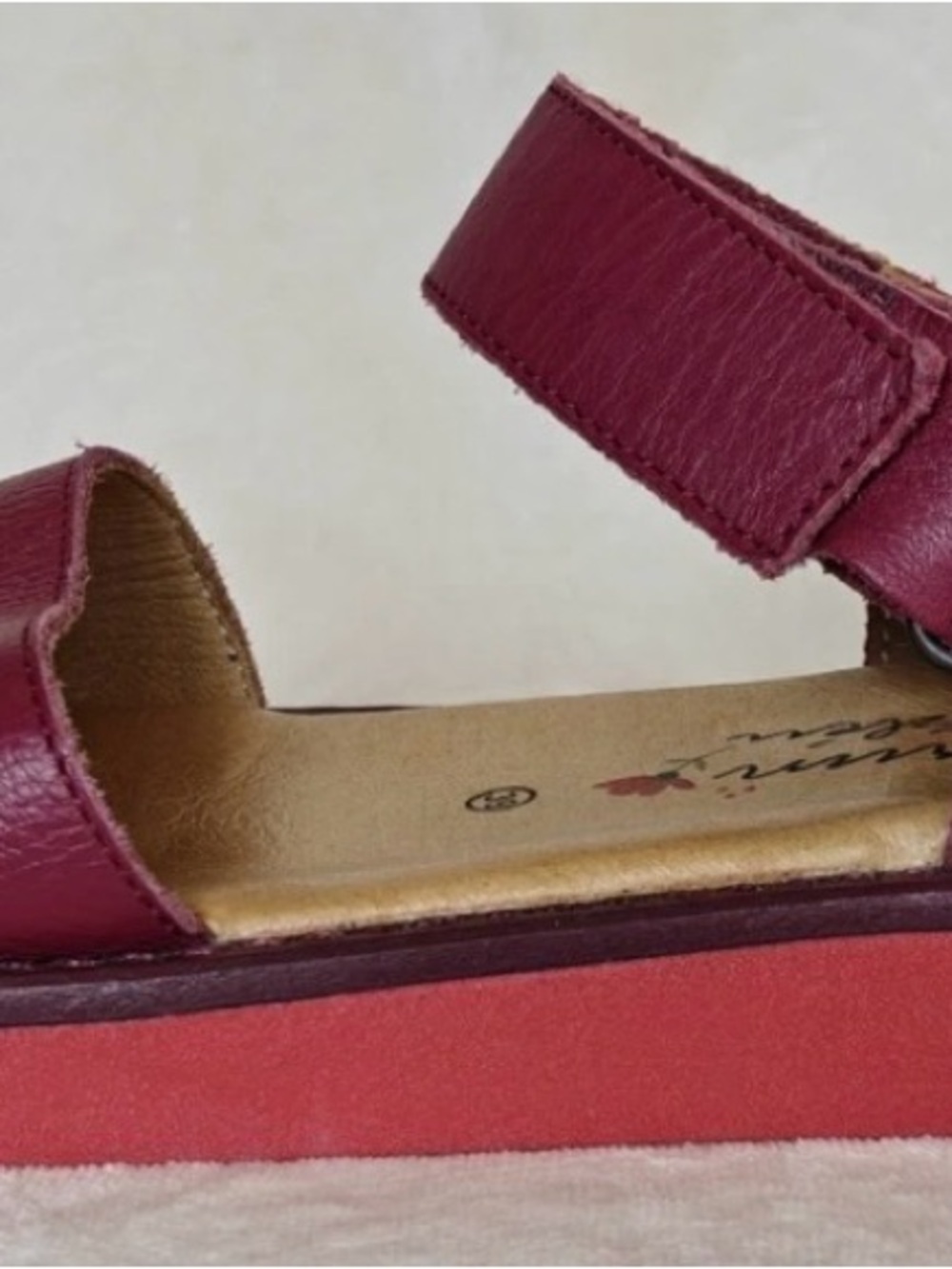 Gudrun Sjöden Sweet Berry Leather Sandals with Coral Pink Soles - Picture 8 of 9